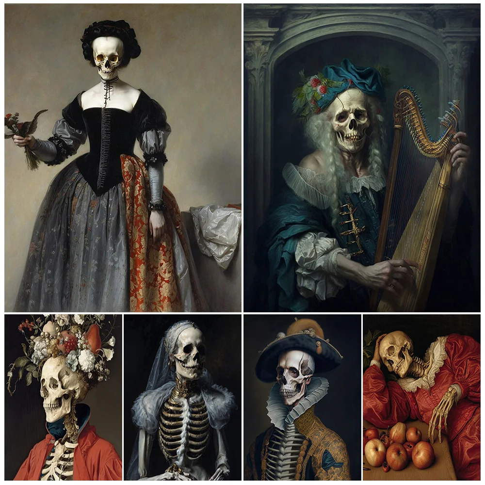 Skeleton Portraits From The Victorian,Abstract Wall Art Canvas Painting,Skeleton King,Poet,Soldier,Gothic Art Poster And Print
Skeleton Portraits From The Victorian,Abstract Wall Art Canvas Painting,Skeleton King,Poet,Soldier,Gothic Art Poster And Print