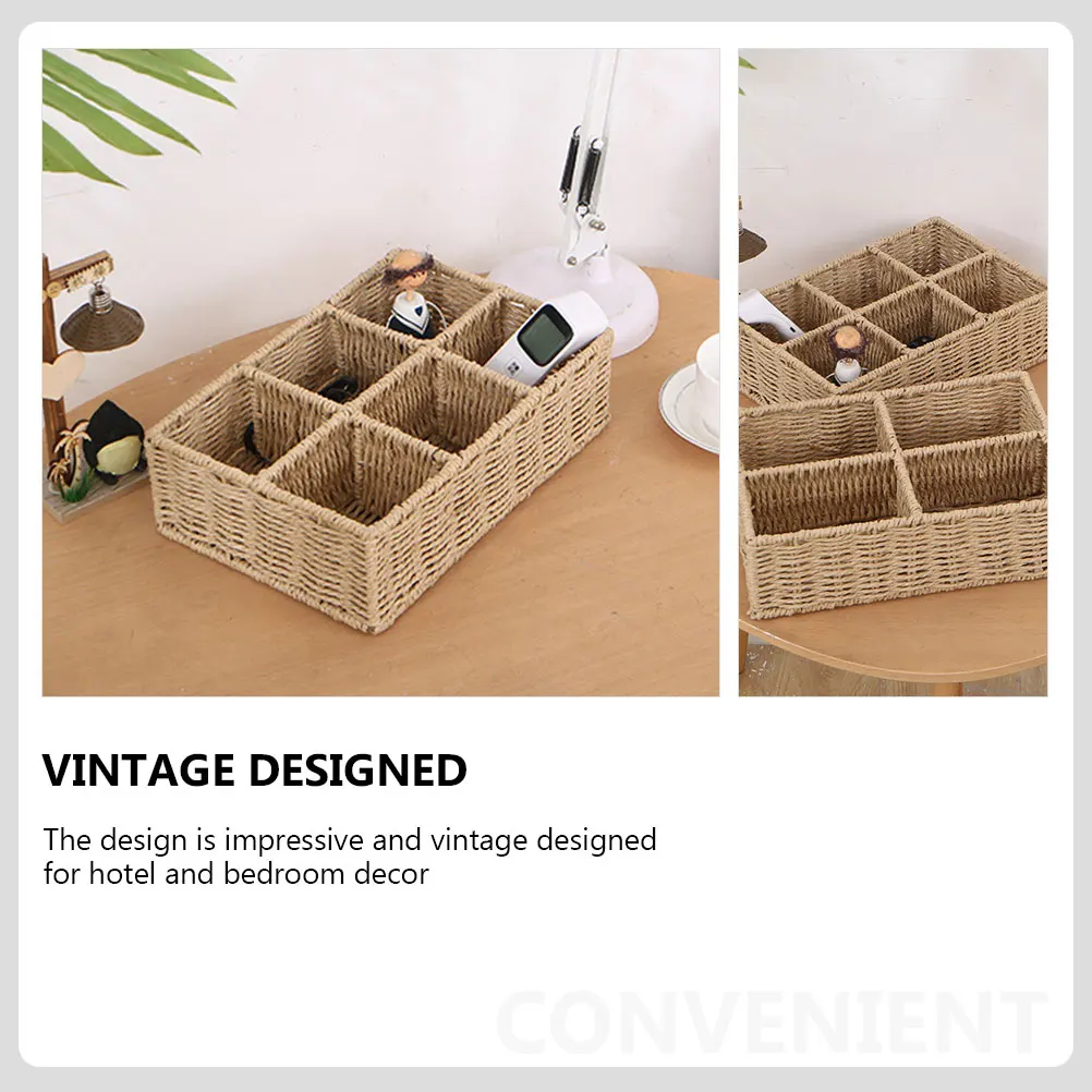Woven Storage Basket Rectangular Compartment Desk Organizer Vintage Hotel Bedroom Decor Bathroom Desktop Holder
Woven Storage Basket Rectangular Compartment Desk Organizer Vintage Hotel Bedroom Decor Bathroom Desktop Holder