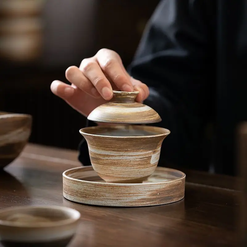 Ceramic Gaiwan Creative Kung Fu Tea Set Tea Bowl Zen Coarse Pottery Hand Brushed Glaze Tea Cup Chinese Gaiwan Tea Tureen
Ceramic Gaiwan Creative Kung Fu Tea Set Tea Bowl Zen Coarse Pottery Hand Brushed Glaze Tea Cup Chinese Gaiwan Tea Tureen