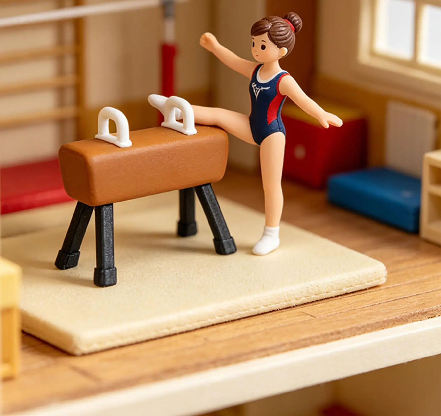 Mini Gymnastics Pommel Horse Model, Sports Training Equipment Ornament, Miniature Dollhouse Accessory for Gym Scene Diorama
Mini Gymnastics Pommel Horse Model, Sports Training Equipment Ornament, Miniature Dollhouse Accessory for Gym Scene Diorama