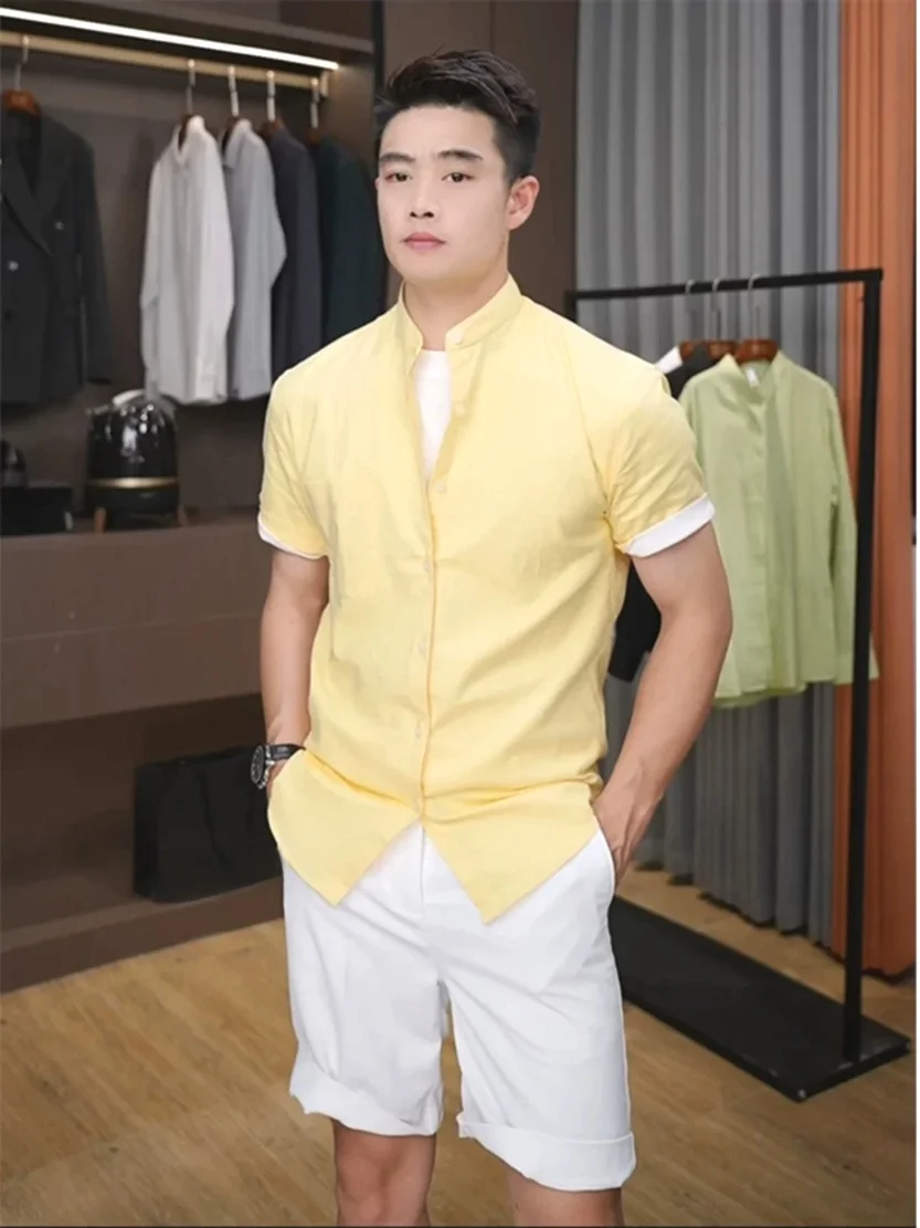 Mens Cotton Linen Shirt Short Sleeve Stand Collar Slim Fit New Chinese Style Breathable Linen Casual Fashion Spring Autumn
Mens Cotton Linen Shirt Short Sleeve Stand Collar Slim Fit New Chinese Style Breathable Linen Casual Fashion Spring Autumn