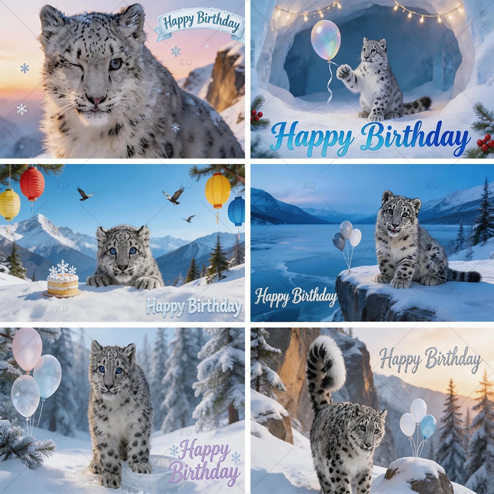 Snow Leopard Happy Birthday Party Decoration Background Winter Snow Mountain Animal Backdrop Kids Photography Supplies Banner
Snow Leopard Happy Birthday Party Decoration Background Winter Snow Mountain Animal Backdrop Kids Photography Supplies Banner
