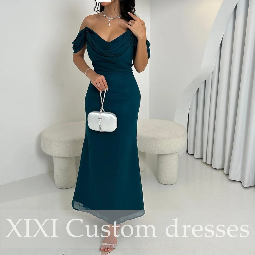 XIXI Column V-Neck Off-The-Shoulder Neckline Floor-Length Beaded Zipper Up Short Sleeves Vestidos De Gala Bride Dresses
XIXI Column V-Neck Off-The-Shoulder Neckline Floor-Length Beaded Zipper Up Short Sleeves Vestidos De Gala Bride Dresses