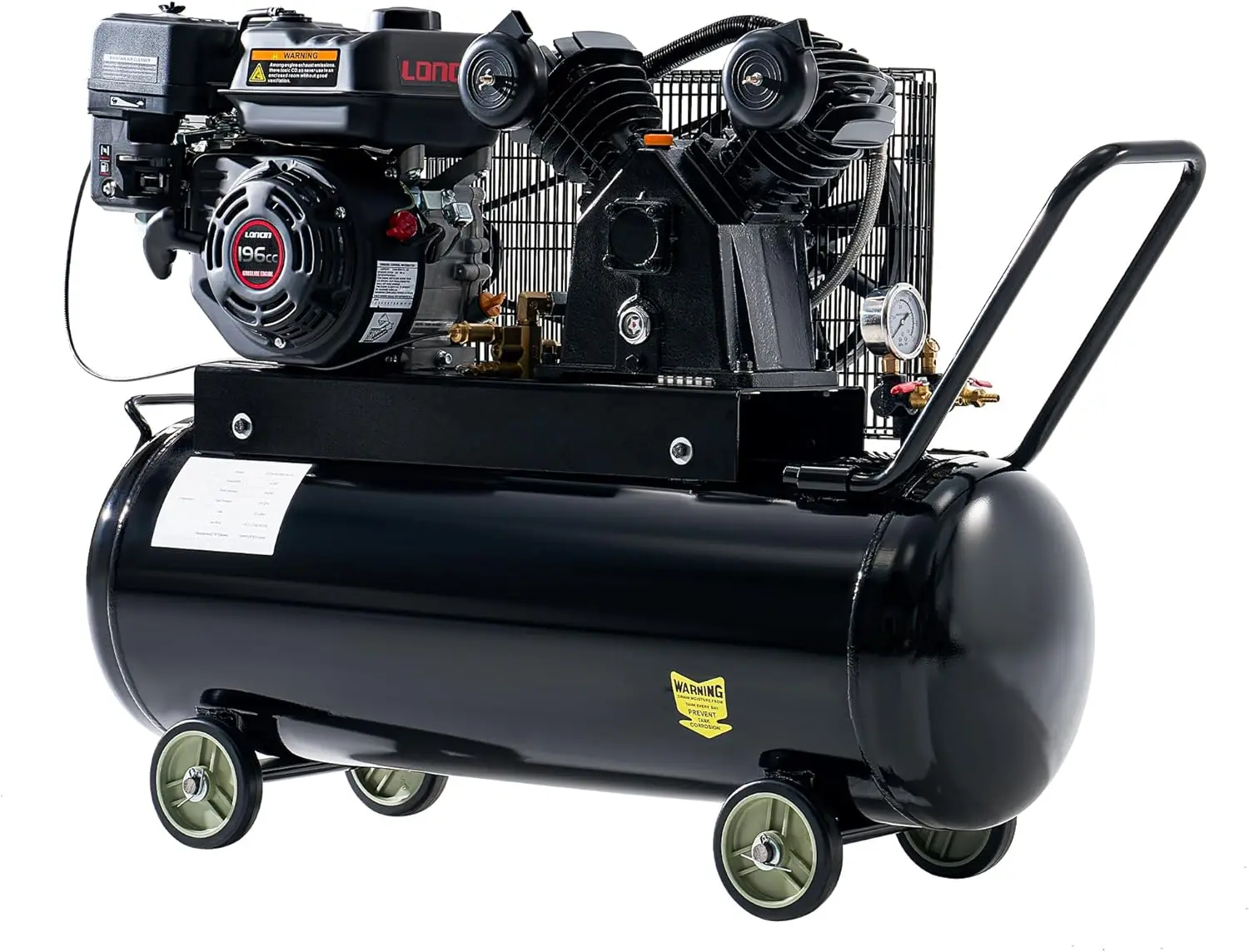 6.5HP Gas Air Compressor, 20 Gallon Portable Horizontal Tank, 10.7 CFM @ 115 PSI, 196cc Gas Engine, Heavy Duty Air Compressor
6.5HP Gas Air Compressor, 20 Gallon Portable Horizontal Tank, 10.7 CFM @ 115 PSI, 196cc Gas Engine, Heavy Duty Air Compressor