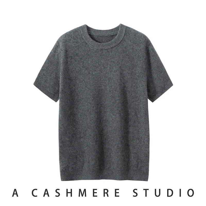 Men's Casual Solid Color Round Neck Pullover Tank Short Sleeve 100% Cashmere Seven Needles Tees Knitted Comfortable Fit T-shirt
Men's Casual Solid Color Round Neck Pullover Tank Short Sleeve 100% Cashmere Seven Needles Tees Knitted Comfortable Fit T-shirt