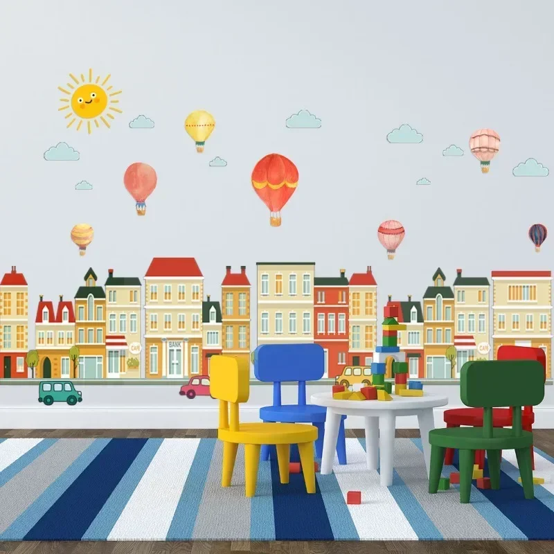 Self-adhesive Wall Stickers Scandinavian Style House Hot Air Balloon City Wall Sticker Kids Room Living Room Bedroom Home Decor
Self-adhesive Wall Stickers Scandinavian Style House Hot Air Balloon City Wall Sticker Kids Room Living Room Bedroom Home Decor
