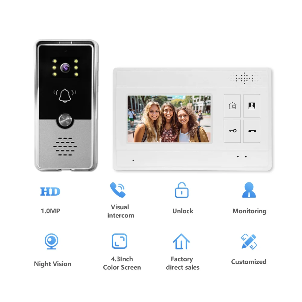 Smart Home HD 4-Iine Villa Video Intercom With One/More Outdoor Surveillance Doorbell Private Residential Video Intercom
Smart Home HD 4-Iine Villa Video Intercom With One/More Outdoor Surveillance Doorbell Private Residential Video Intercom
