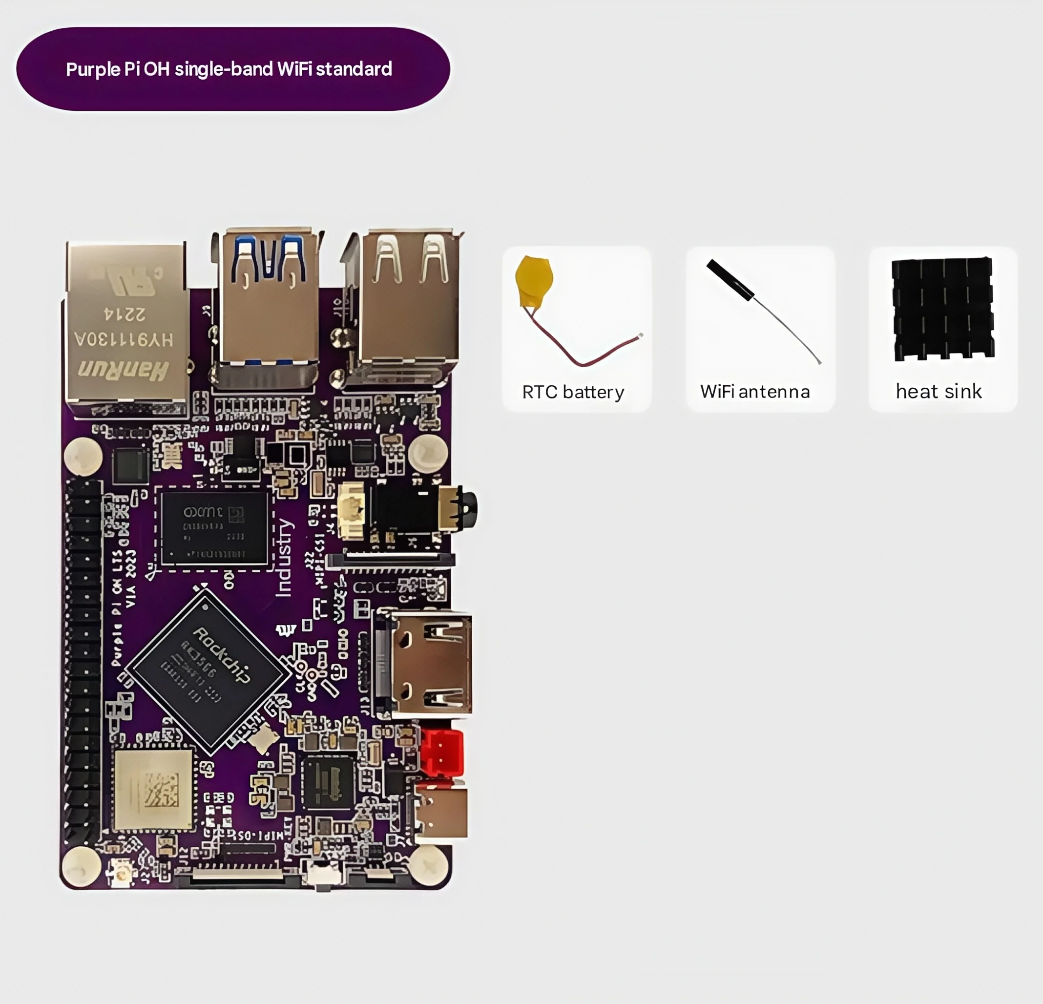 Purple Pi OH Rockchip RK3566 Open Source Hongmeng Development Board Android Linux AI Programming Embedded Learning Kit