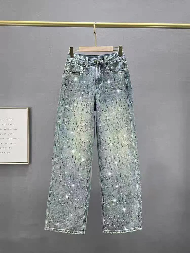 High Waist Wide Leg Jeans Women's Trendy 2024 New Autumn Loose Fit Slimming Floor Length Denim Pants Heavy Embelliment
High Waist Wide Leg Jeans Women's Trendy 2024 New Autumn Loose Fit Slimming Floor Length Denim Pants Heavy Embelliment