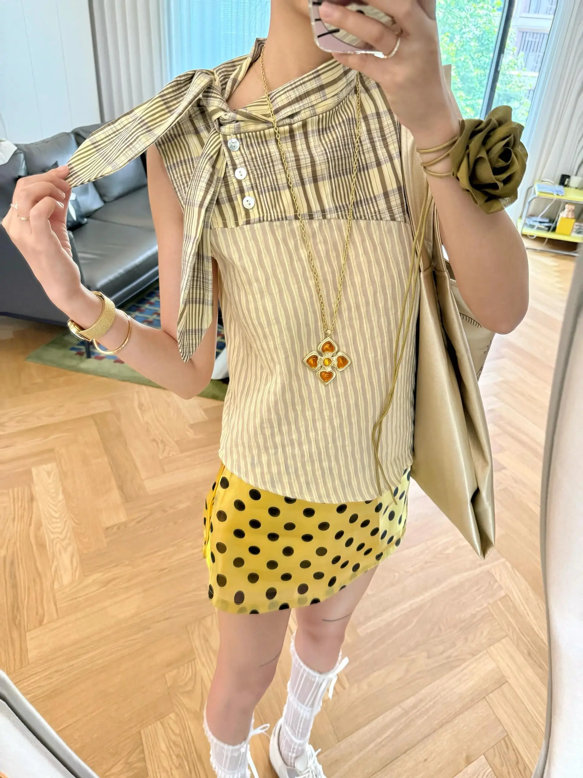 American Retro Yellow Polka Dot f Skirt Women Summer High Saturation Side Zipper Slimming A-Line Skirt Pants
American Retro Yellow Polka Dot f Skirt Women Summer High Saturation Side Zipper Slimming A-Line Skirt Pants