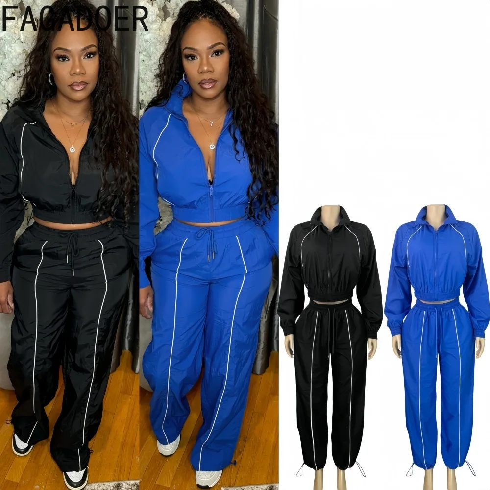 FAGADOER Casual Sports 2 Pieces Set for Woman Outfits Long Sleeve Stripe Patchwork Crop Jacket and Pants Female Streetwear New
FAGADOER Casual Sports 2 Pieces Set for Woman Outfits Long Sleeve Stripe Patchwork Crop Jacket and Pants Female Streetwear New
