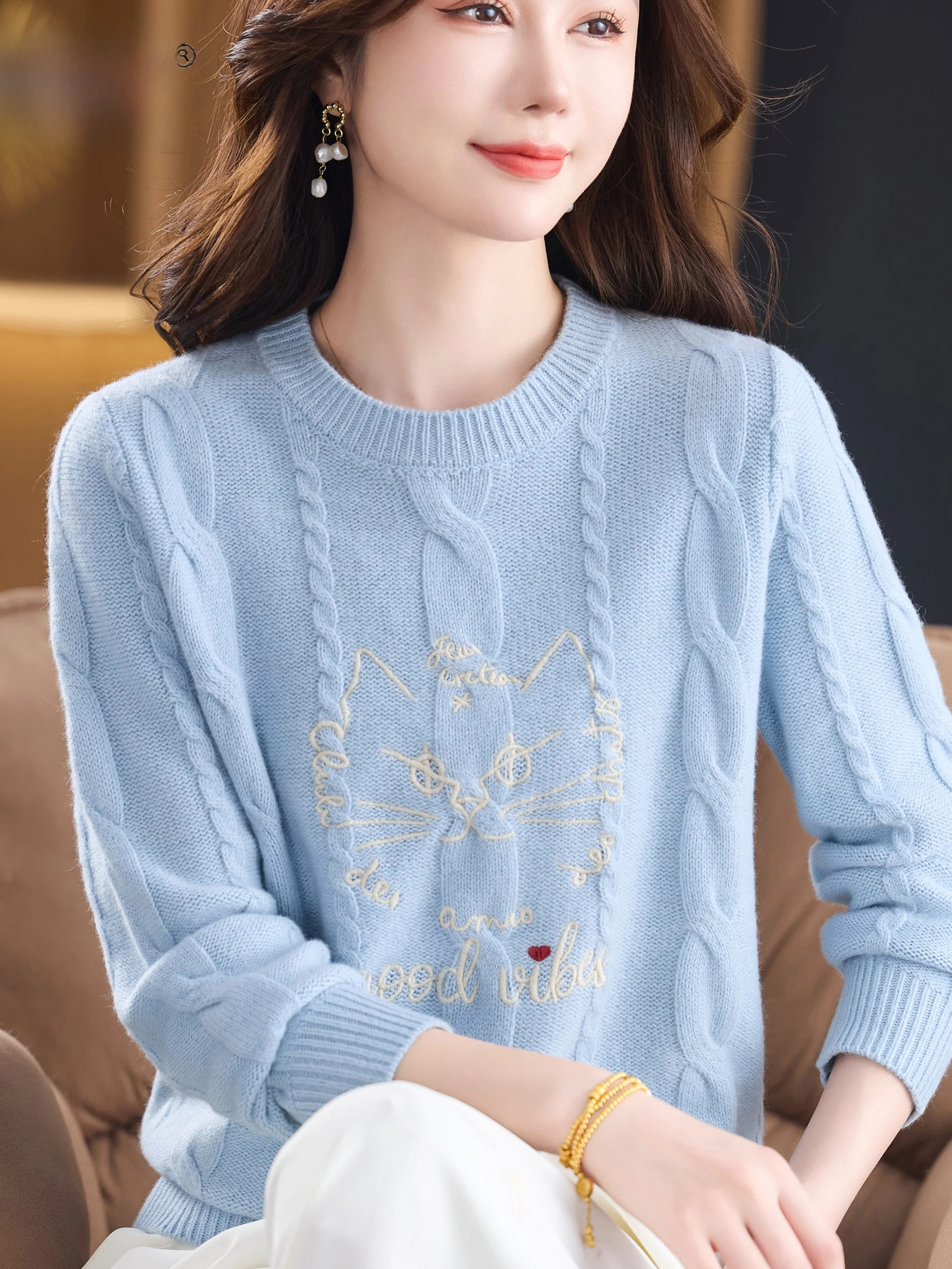 Autumn Winter Cartoon Print Woolen Women's Young Looking Loose Warm Knitwear round Ne Sweater Comfortable plus Size
Autumn Winter Cartoon Print Woolen Women's Young Looking Loose Warm Knitwear round Ne Sweater Comfortable plus Size