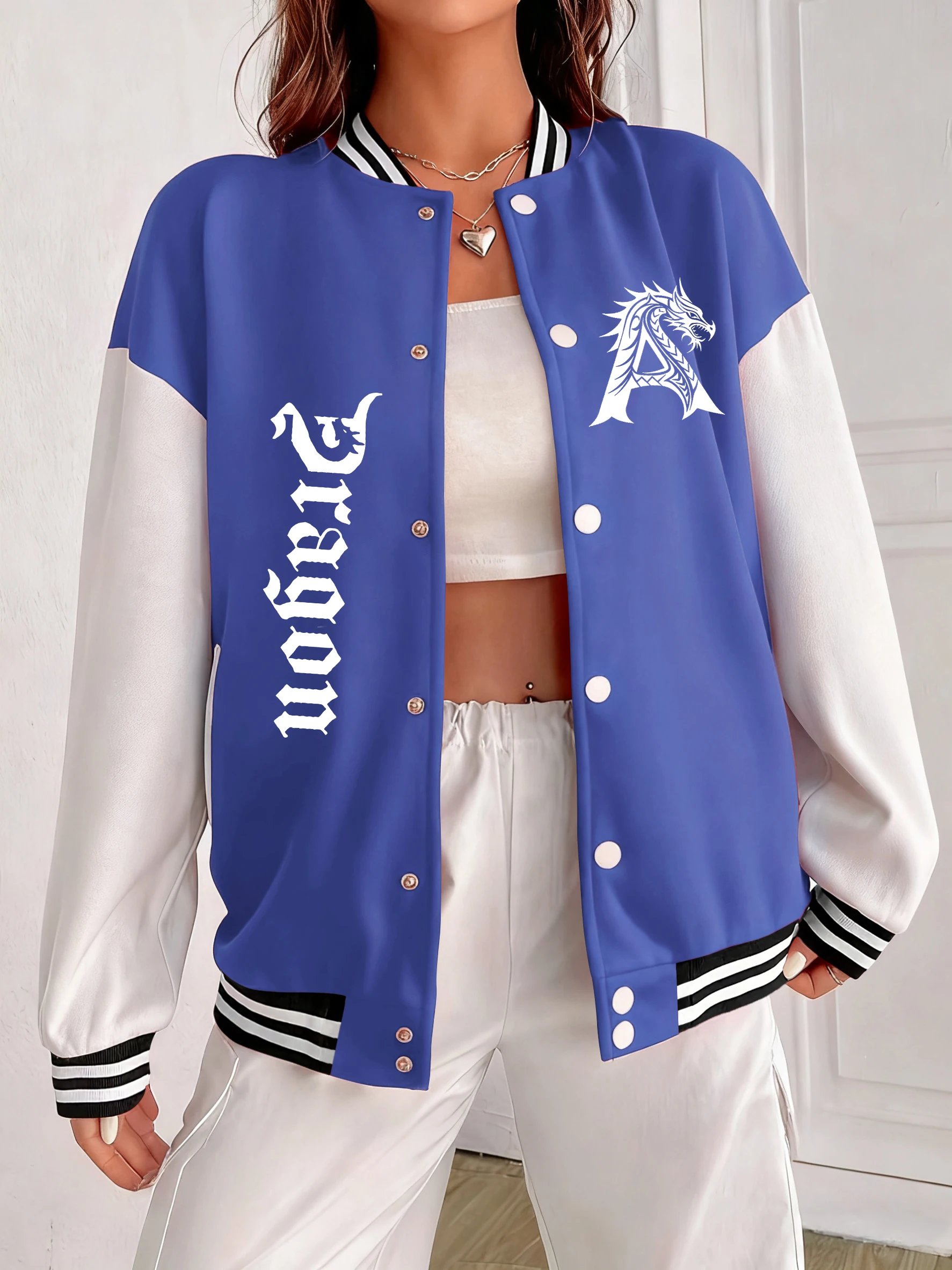 Женская бейсбольная форма с загадочным драконом и буквенным дизайном, модные хлопковые куртки, осенняя спортивная уличная одежда, универсальная одежда
Женская бейсбольная форма с загадочным драконом и буквенным дизайном, модные хлопковые куртки, осенняя спортивная уличная одежда, универсальная одежда