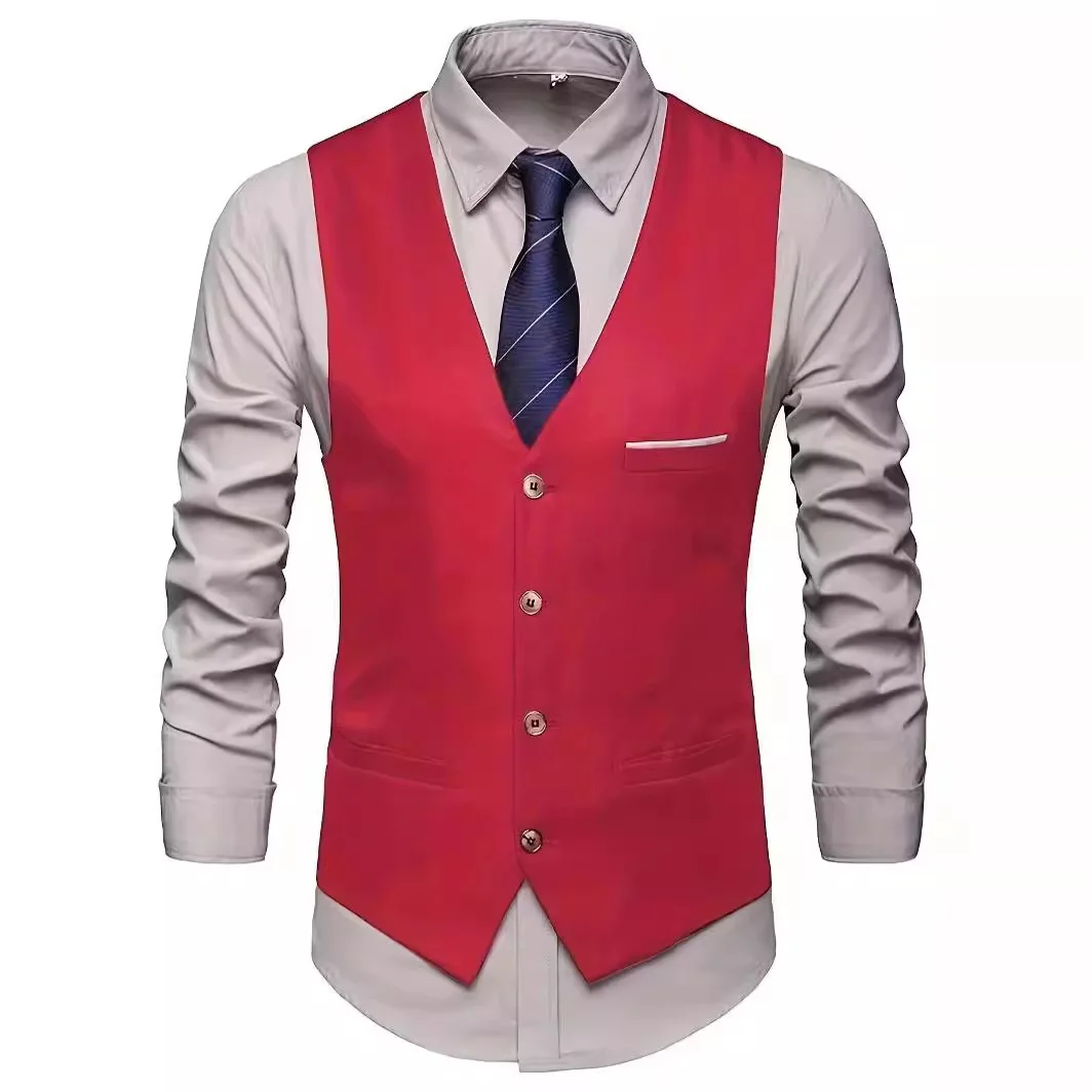 Spring Autumn New Fashion Men's Casual Trendy Slim Solid Color V-neck Single-breasted Suit Vest Coat Plus Size Wedding Waistcoat
Spring Autumn New Fashion Men's Casual Trendy Slim Solid Color V-neck Single-breasted Suit Vest Coat Plus Size Wedding Waistcoat