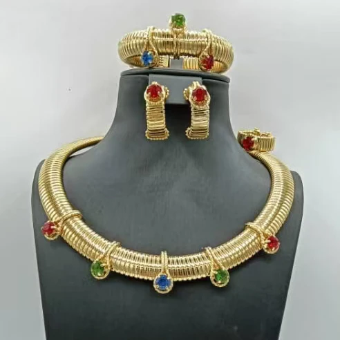 New Arrivals African Luxury 18K Gold Plated Statement Coil Jewelry Set 3PCS for Women Wedding Bridal Party Gift High Quality
New Arrivals African Luxury 18K Gold Plated Statement Coil Jewelry Set 3PCS for Women Wedding Bridal Party Gift High Quality