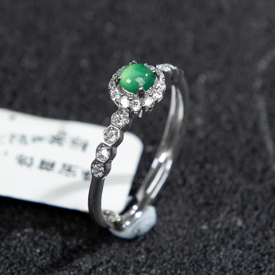 TIMESWIND Authentic A-type Jade Green Bead Full Zircon S925 Silver Women Open Fashion Jewelry Ring with Certificate
TIMESWIND Authentic A-type Jade Green Bead Full Zircon S925 Silver Women Open Fashion Jewelry Ring with Certificate