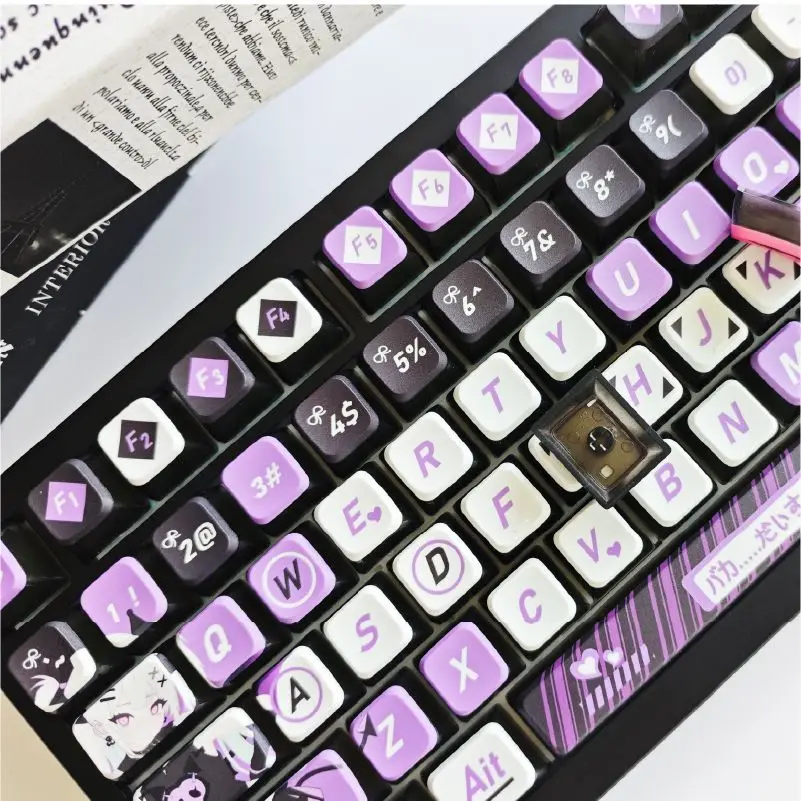 Black Purple little devil keycaps hot sublimation wooting personalized keycaps DIY adaptation step from 68 87keys 108 keys
Black Purple little devil keycaps hot sublimation wooting personalized keycaps DIY adaptation step from 68 87keys 108 keys