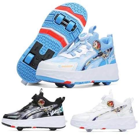 Children Junior Child Roller Skate Shoes Removable Kids Sneakers Rotary Buckle Boys Girls Gifts Wheels Shoes Adult Casual Outdoo