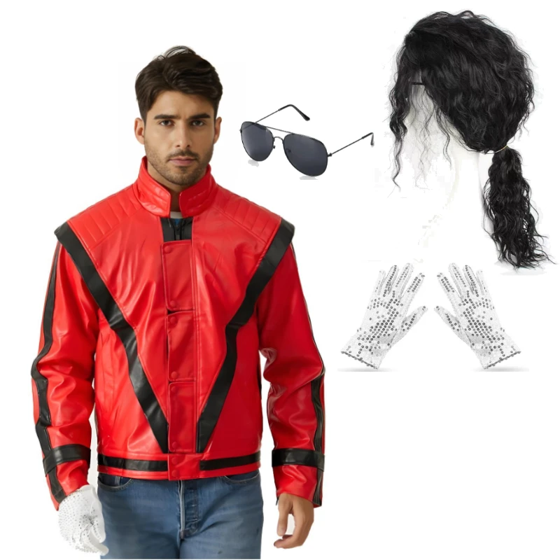Red and Black Leather Jacket Cosplay PU Coat & Wig SET Halloween Chirstmas Party Male Top Coat Costumes New Stage Show Wear
Red and Black Leather Jacket Cosplay PU Coat & Wig SET Halloween Chirstmas Party Male Top Coat Costumes New Stage Show Wear