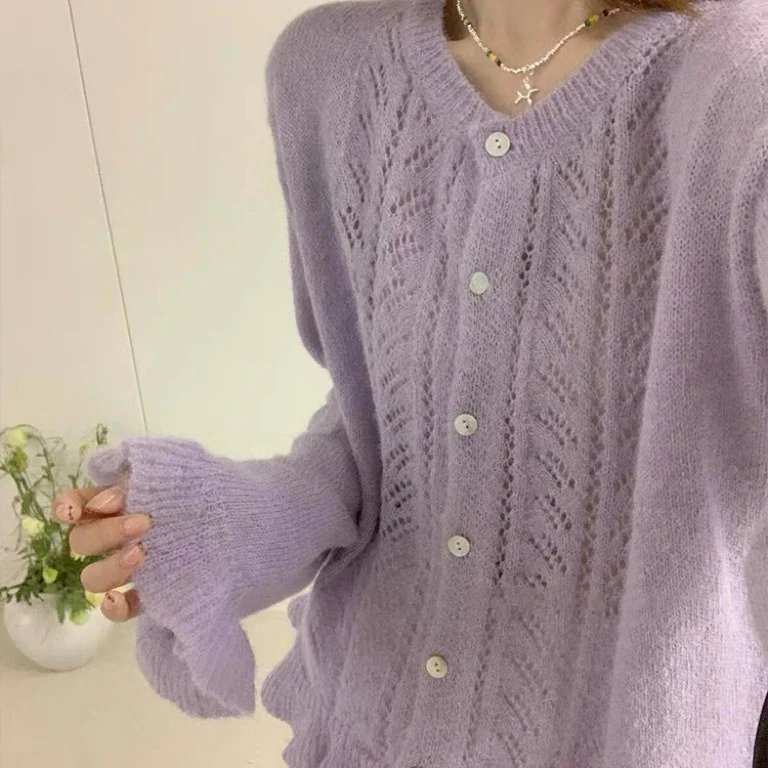 2026 New Hollow out Lace Knitted Cardigan Sweet Soft Artistic Simple Versatile Dopamine Knitwear Loose Fit Long Sleeve round ...
2026 New Hollow out Lace Knitted Cardigan Sweet Soft Artistic Simple Versatile Dopamine Knitwear Loose Fit Long Sleeve round ...
