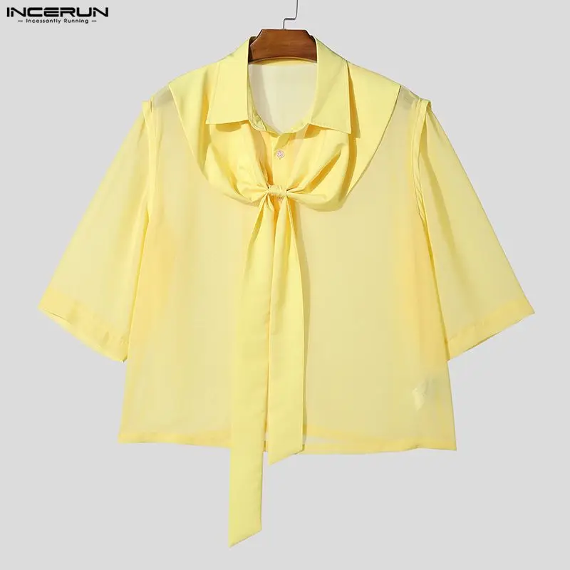 INCERUN Men's Shirt Solid Lapel Half Sleeve Loose Lace Up Men Clothes Streetwear Chiffon See Through 2026 Fashion Casual Tops
INCERUN Men's Shirt Solid Lapel Half Sleeve Loose Lace Up Men Clothes Streetwear Chiffon See Through 2026 Fashion Casual Tops