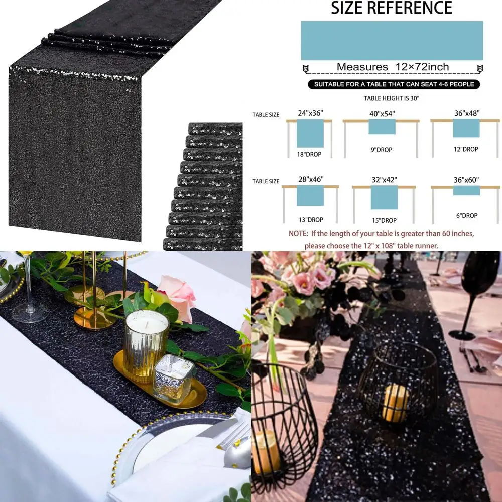 Glittery Sequin Table Runner, 12x72, Pack of 12, Fabric Party Supplies for Weddings, Holidays, Halloween, Christmas
Glittery Sequin Table Runner, 12x72, Pack of 12, Fabric Party Supplies for Weddings, Holidays, Halloween, Christmas