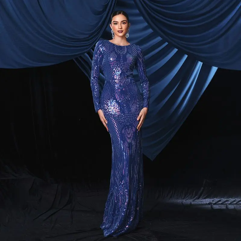 Long Sleeve Sexy Slim Fit Long Evening Gown Maid of Dress round Neck Sparkling Sequin Formal Party Women's Dress
Long Sleeve Sexy Slim Fit Long Evening Gown Maid of Dress round Neck Sparkling Sequin Formal Party Women's Dress