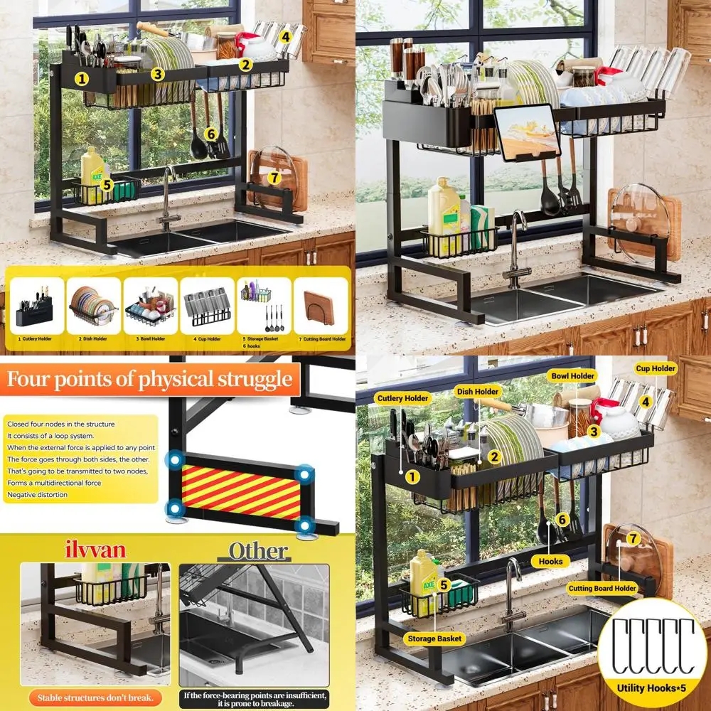 Сушилка для посуды над раковиной (расширяемая высота/длина) с защелкой, большая сушилка для посуды, органайзер для хранения посуды 24–35,5 дюйма (дл)
Сушилка для посуды над раковиной (расширяемая высота/длина) с защелкой, большая сушилка для посуды, органайзер для хранения посуды 24–35,5 дюйма (дл)