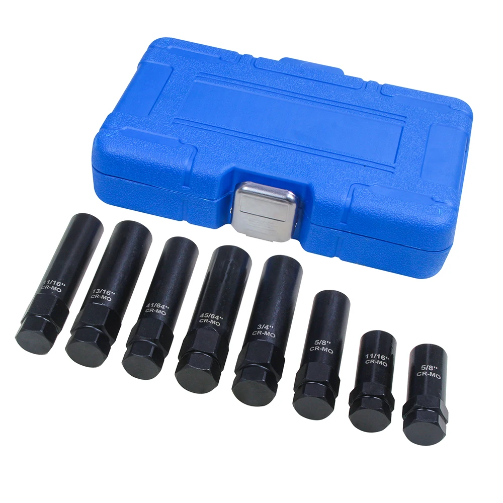 8Pcs Spline Lug Nut Socket Set, SAE & Metric Wheel Lock Removal Kit for Removing Spline and Hex Style Aftermarket Lug Nuts
8Pcs Spline Lug Nut Socket Set, SAE & Metric Wheel Lock Removal Kit for Removing Spline and Hex Style Aftermarket Lug Nuts