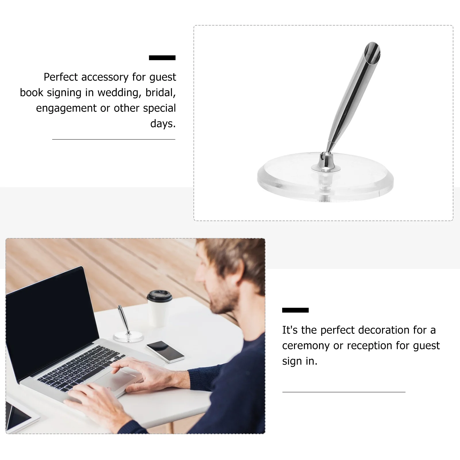 Acrylic Crystal Round Pen Holder Delicate Signing Pen Base 360 Degree Rotation Wedding Engagement Guest Book Accessory 
Acrylic Crystal Round Pen Holder Delicate Signing Pen Base 360 Degree Rotation Wedding Engagement Guest Book Accessory