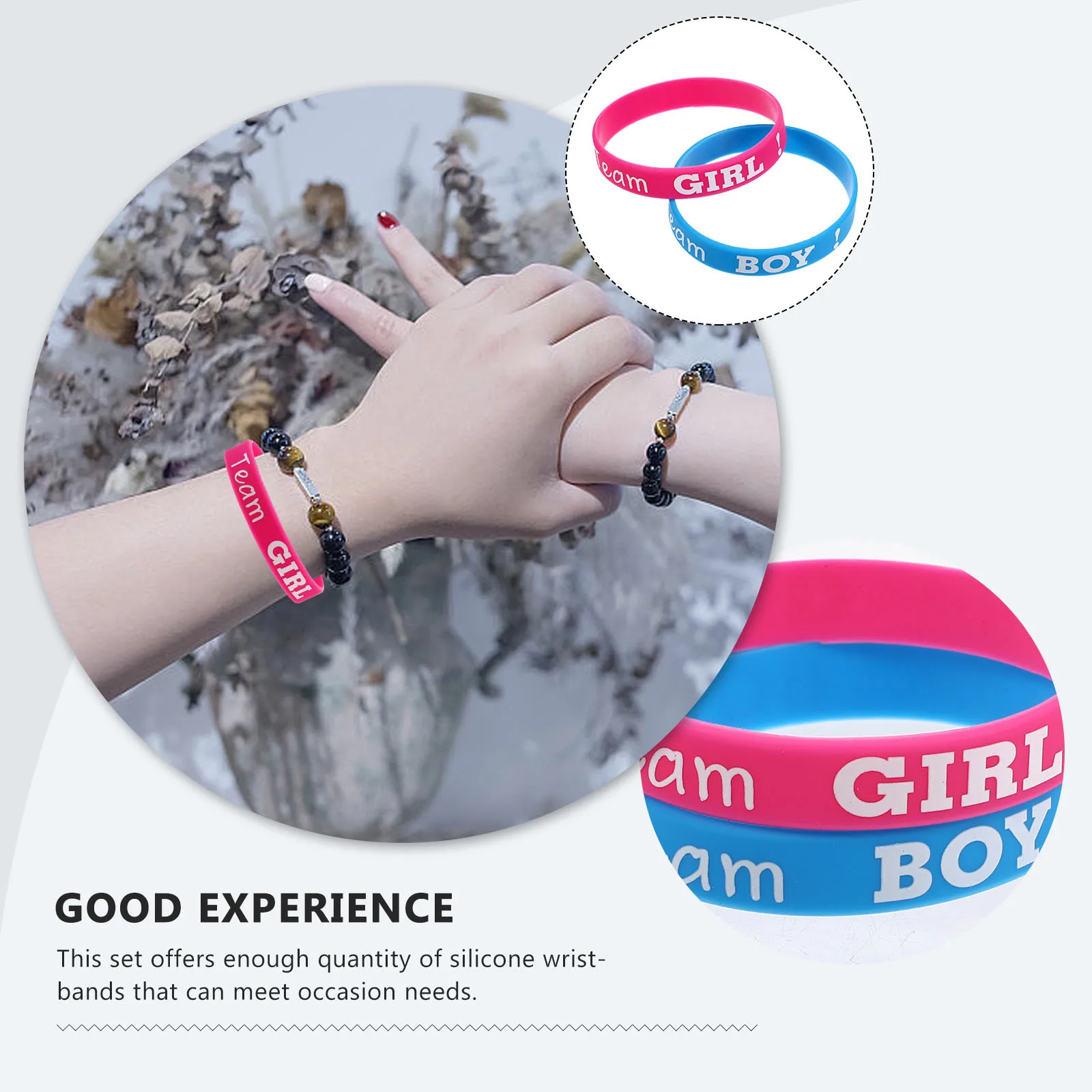 Silicone Gender Reveal Bracelet Set for Baby Shower Boys Girls Wristband Portable Adjustable Unisex
Silicone Gender Reveal Bracelet Set for Baby Shower Boys Girls Wristband Portable Adjustable Unisex