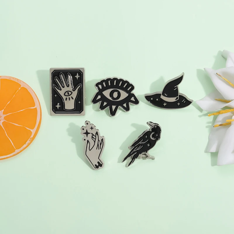 Black Punk Cartoon Enamel Pins Magic Hat Eyes Hand Birds Metal Brooches Clothes Lapel Badge Accessories Jewelry Gift for Friends
Black Punk Cartoon Enamel Pins Magic Hat Eyes Hand Birds Metal Brooches Clothes Lapel Badge Accessories Jewelry Gift for Friends