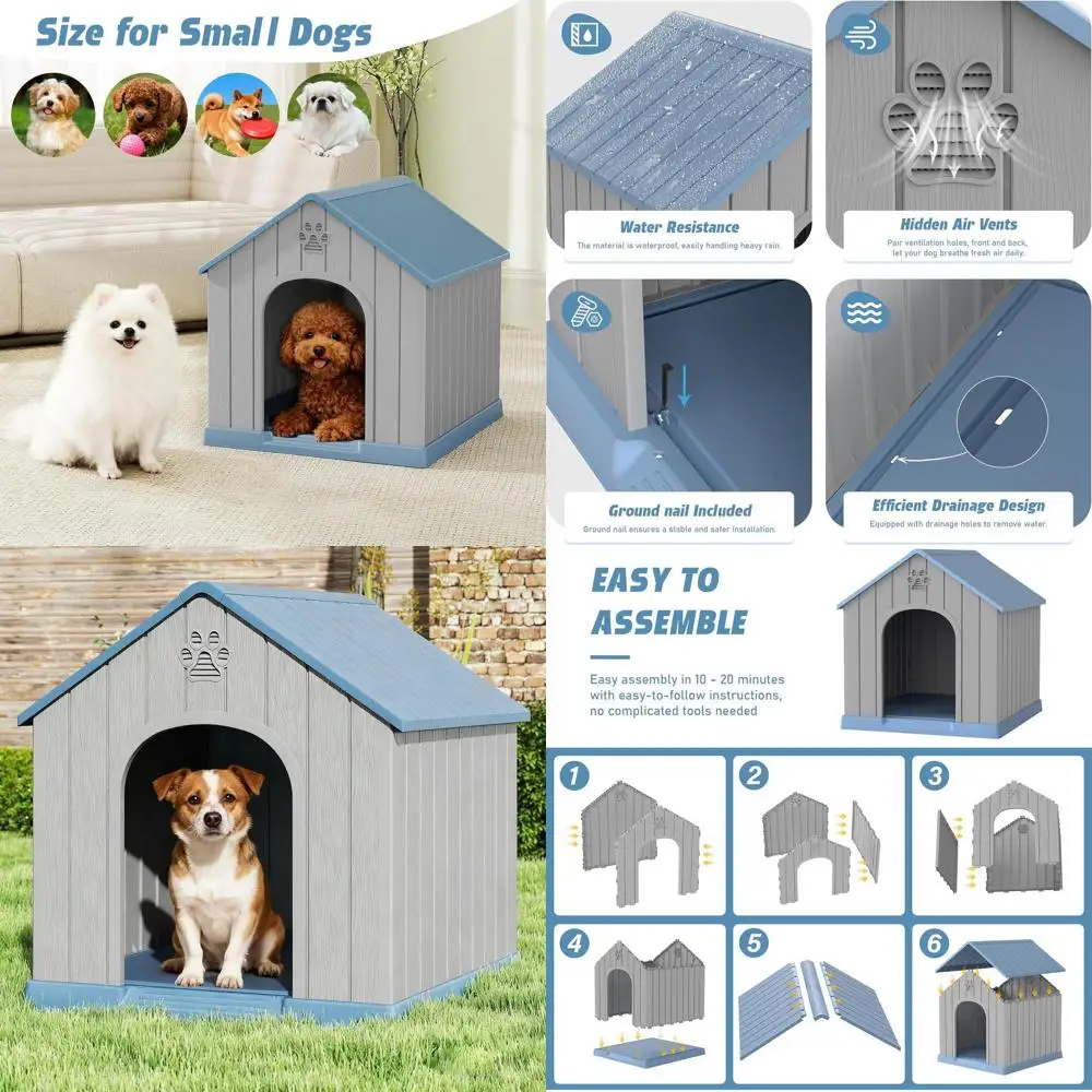 Всепогодная будка для собак с приподнятым дном и вентиляционными отверстиями для маленьких и средних пород - простая сборка и чистка (синяя, 26.18L × 24)
Всепогодная будка для собак с приподнятым дном и вентиляционными отверстиями для маленьких и средних пород - простая сборка и чистка (синяя, 26.18L × 24)