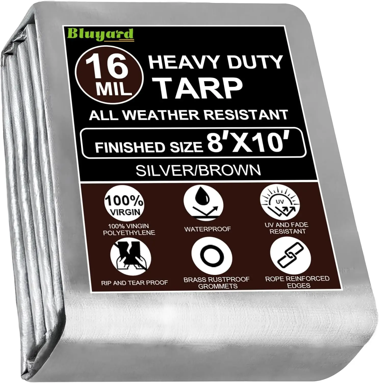 Heavy Duty Tarp 8x10 Ft 16 Mil Thick UV & Tear Resistant with Brass Grommets for Camping Roof Pool Tent
Heavy Duty Tarp 8x10 Ft 16 Mil Thick UV & Tear Resistant with Brass Grommets for Camping Roof Pool Tent
