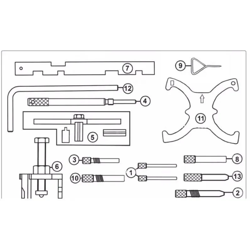 Специальный инструмент для регулировки ГРМ, подходит для двигателей Ford Focus 1.6, Ford Ruisi Yibo 1.5, Tiggo Mondeo 1.5T.
Специальный инструмент для регулировки ГРМ, подходит для двигателей Ford Focus 1.6, Ford Ruisi Yibo 1.5, Tiggo Mondeo 1.5T.