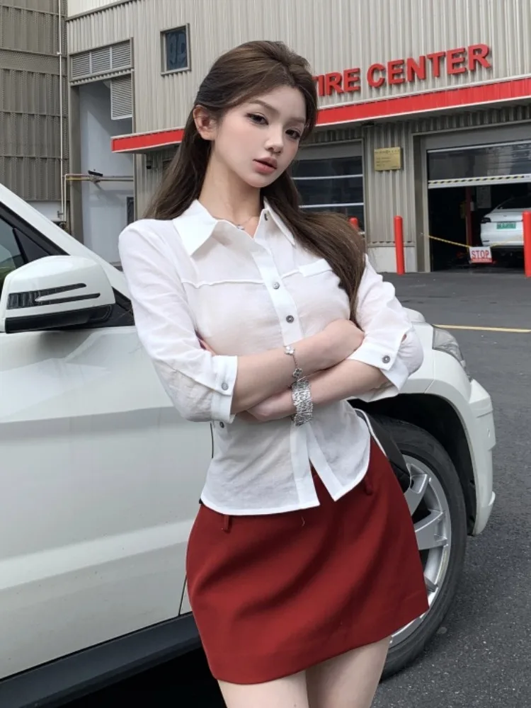 Fashionable Summer Outfit Women's Slimming White Shirt High Waist Skirt Set Korean Style Commute Casual plus Size
Fashionable Summer Outfit Women's Slimming White Shirt High Waist Skirt Set Korean Style Commute Casual plus Size