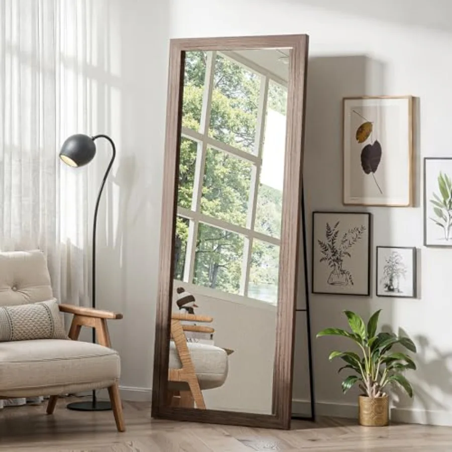Full Length Wooden Mirror for Wall or Floor, 56"x20" Rustic Farmhouse Solid Wood Frame with Stand, Large Rectangular Wall-Mount
Full Length Wooden Mirror for Wall or Floor, 56"x20" Rustic Farmhouse Solid Wood Frame with Stand, Large Rectangular Wall-Mount