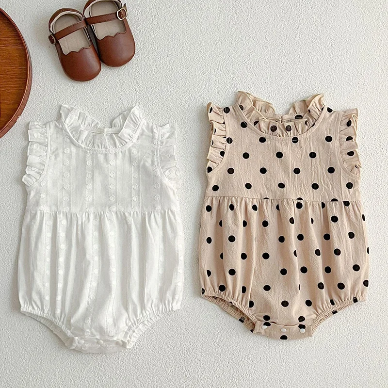 2024 New Summer 0-24M Baby Girl Clothing Toddler Baby Girls Jumpsuit Sleeveless Cotton Dot Print Newborn Baby Girl Romper
2024 New Summer 0-24M Baby Girl Clothing Toddler Baby Girls Jumpsuit Sleeveless Cotton Dot Print Newborn Baby Girl Romper