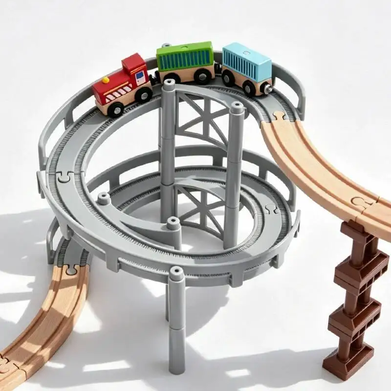 Wooden Train Track Railway Accessories Multi-Layer Plastic Spiral Rising Rail Track fit for Brand Wooden Track Railway Toys
Wooden Train Track Railway Accessories Multi-Layer Plastic Spiral Rising Rail Track fit for Brand Wooden Track Railway Toys