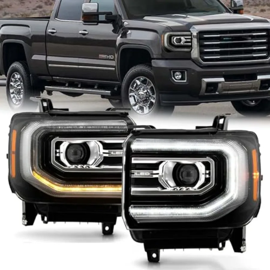 LED Headlights Assembly for 20142015 GMC Sierra 1500, Black Housing with Amber Lens, Driver and Passenger Side, High-Visibility
LED Headlights Assembly for 20142015 GMC Sierra 1500, Black Housing with Amber Lens, Driver and Passenger Side, High-Visibility