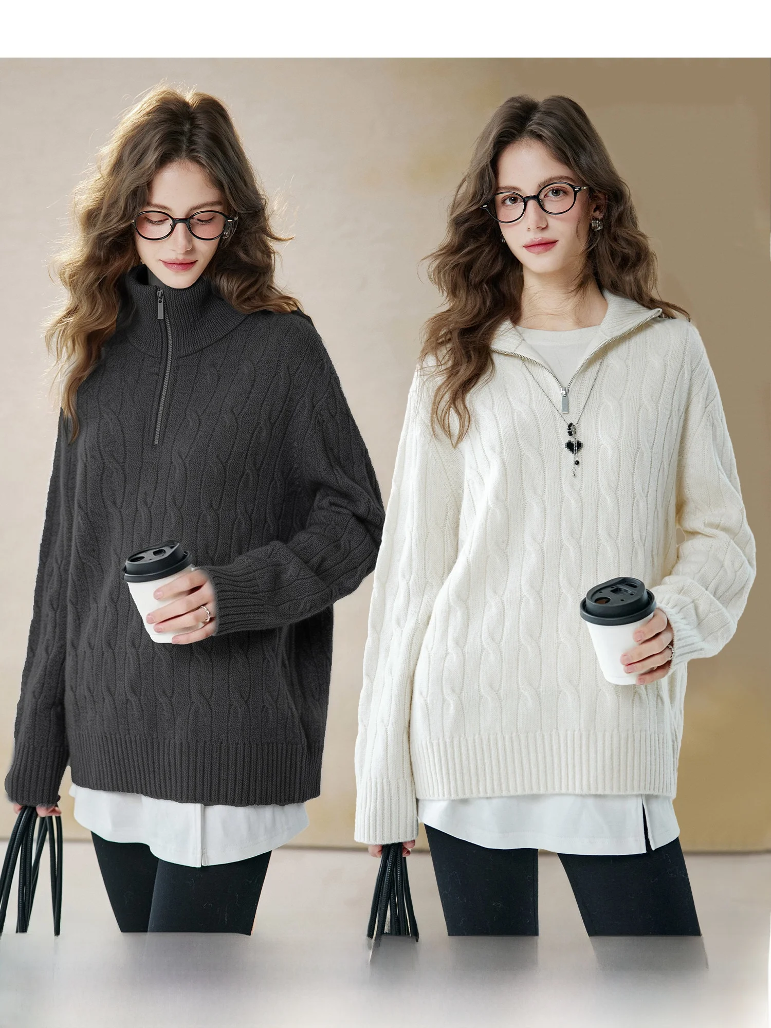 Lauren Knitted Wool Sweater 100% Pure Wool Half Open Collar Women's Spring New Style Long Sleeve Loose Fit Knitwear
Lauren Knitted Wool Sweater 100% Pure Wool Half Open Collar Women's Spring New Style Long Sleeve Loose Fit Knitwear