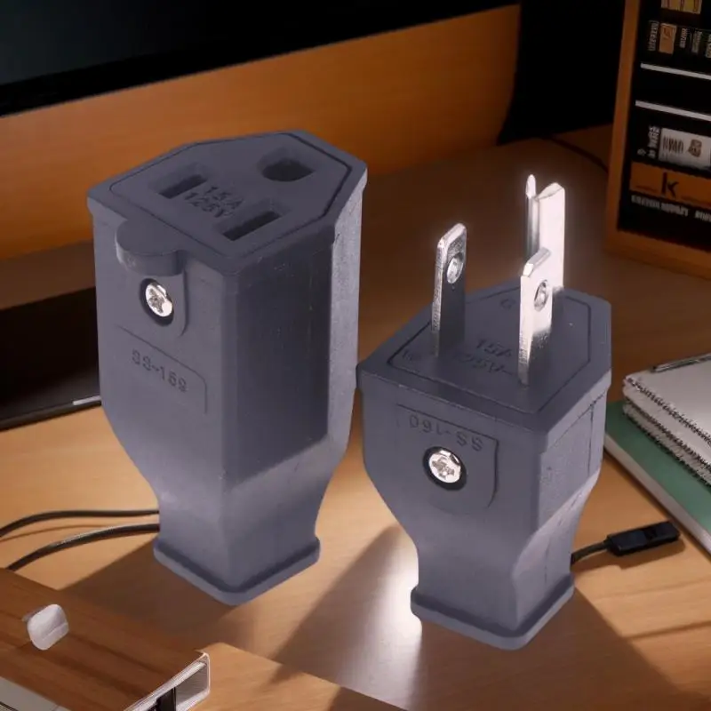 US AC Power Socket, 15A 125V, Triprong Black Outlet, Male Female Connector, Set of 1/2 pcs 
US AC Power Socket, 15A 125V, Triprong Black Outlet, Male Female Connector, Set of 1/2 pcs