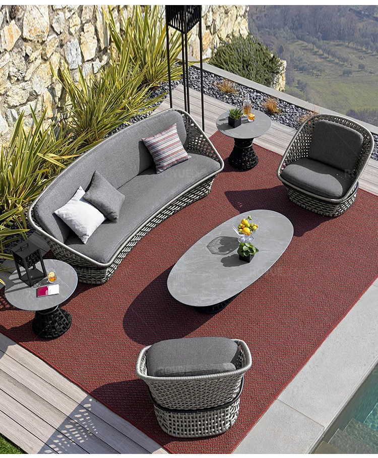 High-end vacation villa outdoor courtyard furniture imported rattan chairs Italian terrace combed light luxury outdoor sofa
High-end vacation villa outdoor courtyard furniture imported rattan chairs Italian terrace combed light luxury outdoor sofa