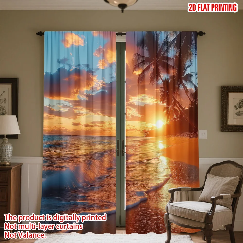 2D flat printing 2pcs Party Window Curtains Sunset Beach Palm Trees Digital Printed Polyester Drapes Festive Wall Decor Use for
2D flat printing 2pcs Party Window Curtains Sunset Beach Palm Trees Digital Printed Polyester Drapes Festive Wall Decor Use for