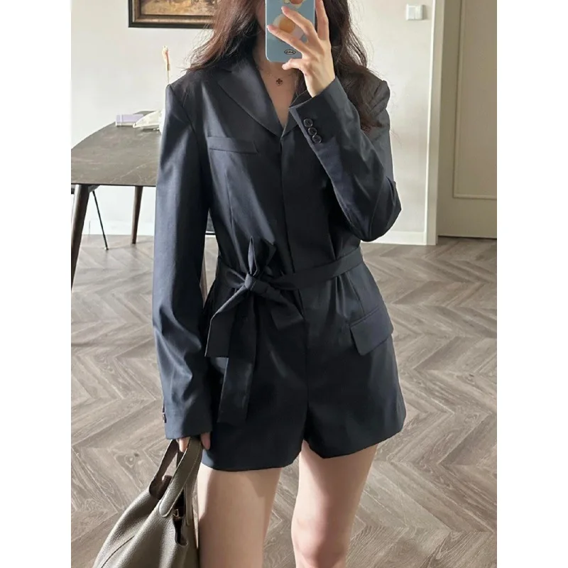 Low Profile Commute Sle Suit Onesie Pants with Waist Cinching Single Button Flip Collar Korean Faion Women's Suit
Low Profile Commute Sle Suit Onesie Pants with Waist Cinching Single Button Flip Collar Korean Faion Women's Suit