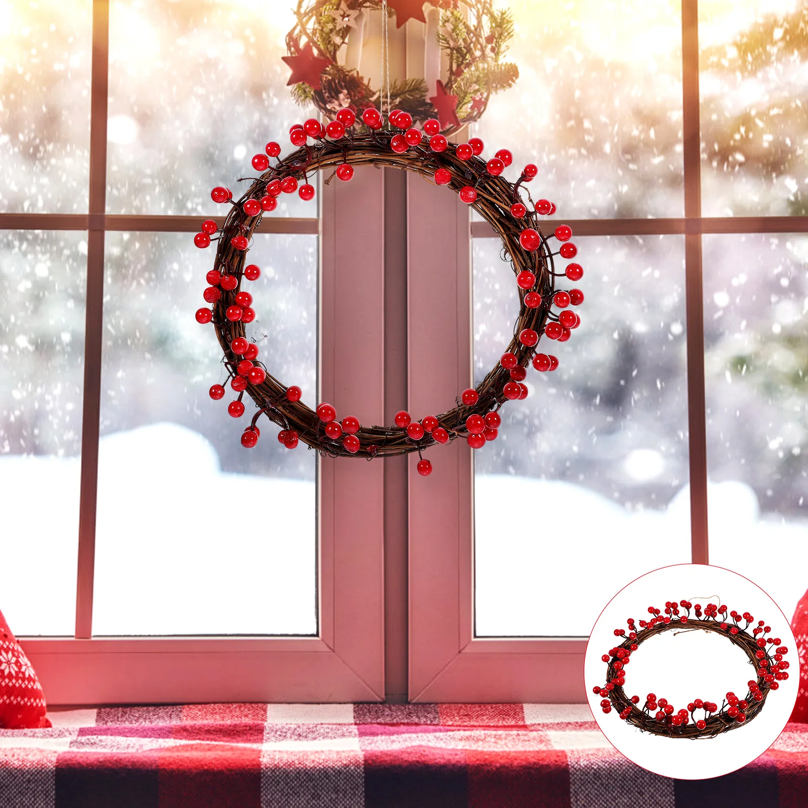 Artificial Berry Wreath 30CM Red Fruit Vine Christmas Decor Door Window Front Porch Garden Hanging Wall Festive Scene
Artificial Berry Wreath 30CM Red Fruit Vine Christmas Decor Door Window Front Porch Garden Hanging Wall Festive Scene