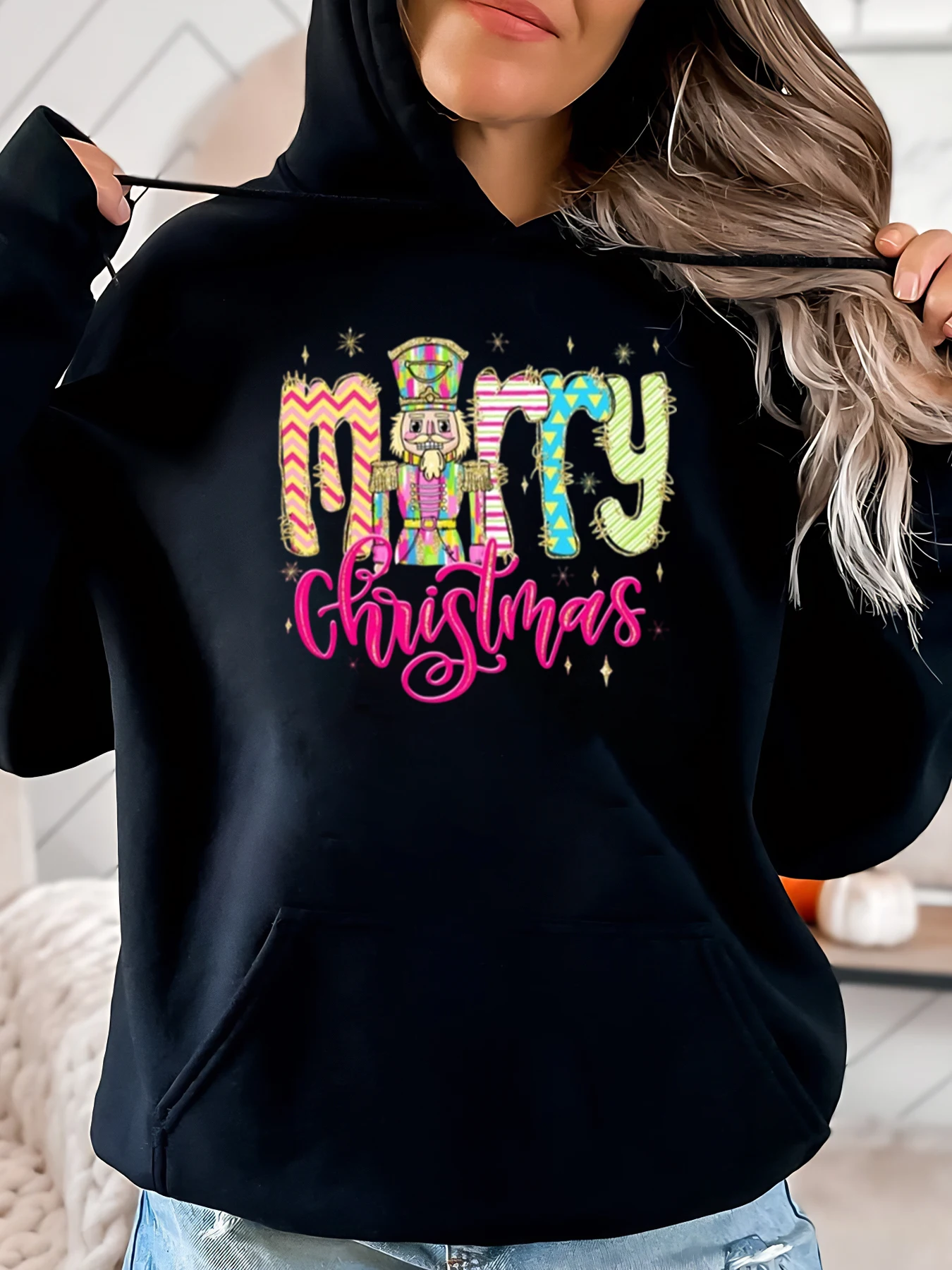 Merry Christmas Nutcracker Print Hoodie Holiday Women Casual Wear Black Plus-Size
Merry Christmas Nutcracker Print Hoodie Holiday Women Casual Wear Black Plus-Size