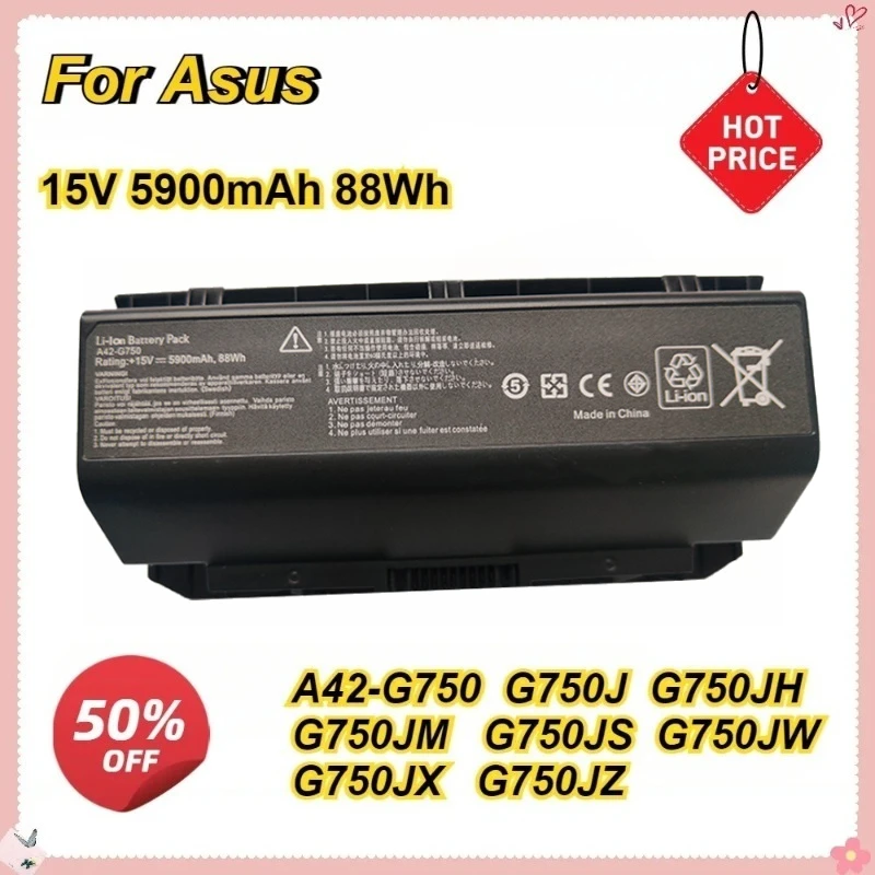 New Laptop Battery for ASUS A42-G750 G750J G750JH G750JM G750JS G750JW G750JX G750JZ Batterie 15V 5900mAh Replacement Battery
New Laptop Battery for ASUS A42-G750 G750J G750JH G750JM G750JS G750JW G750JX G750JZ Batterie 15V 5900mAh Replacement Battery