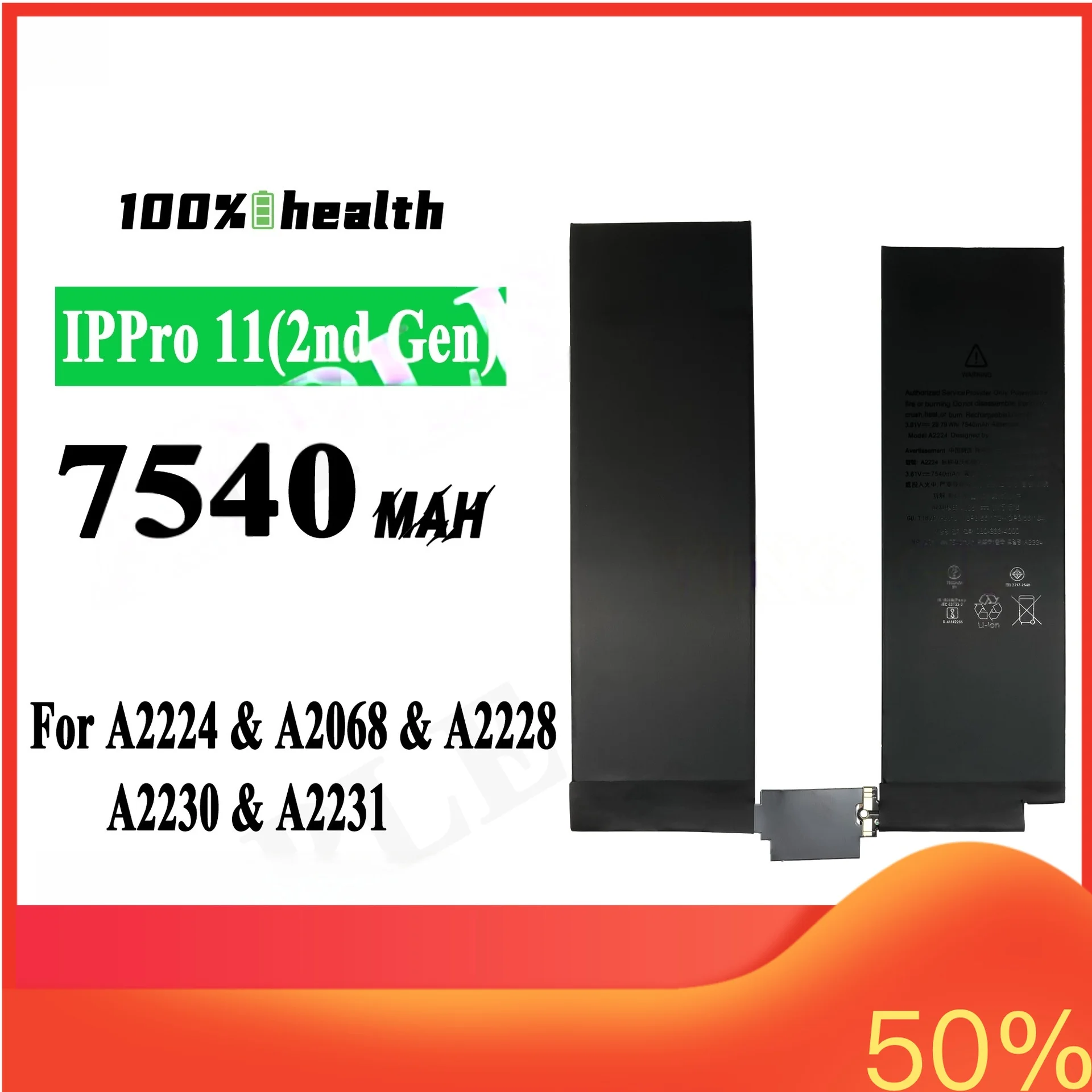 7540mAh for Apple IPad Pro11 Second Generation Tablet Battery for A2224 A2068 A2228 A2230 Lithium Rechargeable Battery
7540mAh for Apple IPad Pro11 Second Generation Tablet Battery for A2224 A2068 A2228 A2230 Lithium Rechargeable Battery