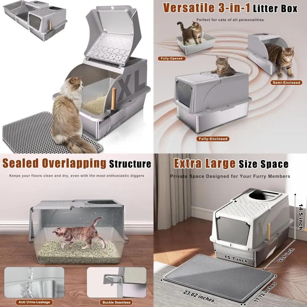 Очень большой закрытый ящик для кошачьего туалета с откидной крышкой, ковриком для приучения, металлическим совок и двойным входом для простого обслуживания
Очень большой закрытый ящик для кошачьего туалета с откидной крышкой, ковриком для приучения, металлическим совок и двойным входом для простого обслуживания
